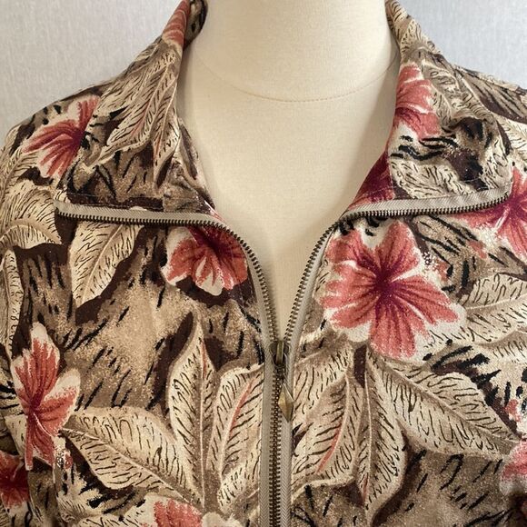 Vintage Vital Zone Women’s Floral Pink & Brown Lightweight Jacket. Like New! - Picture 2 of 16